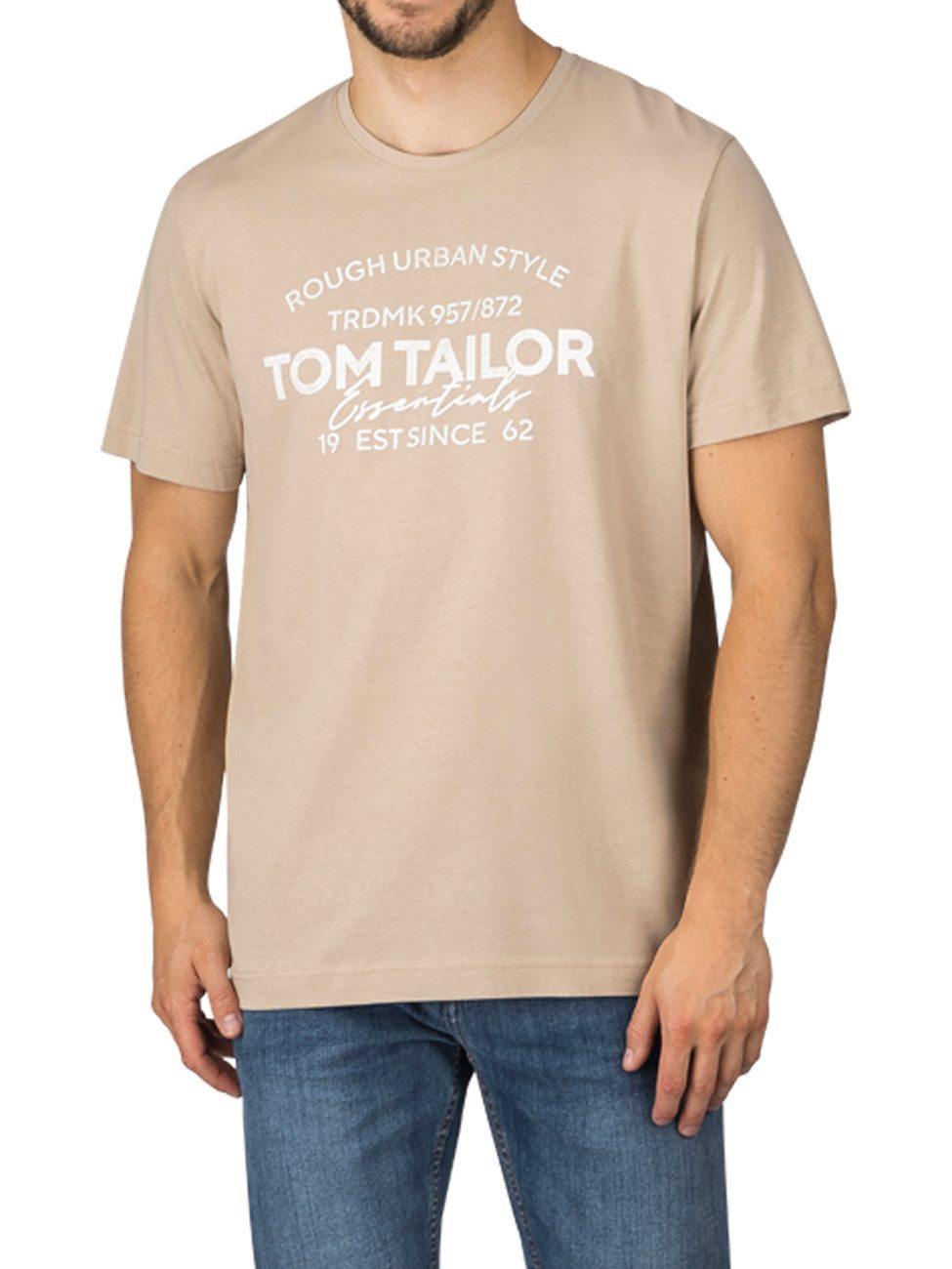 TOM TAILOR T-Shirt Herren Printshirt Regular Fit (Vorteilspack, 4-tlg) Kurzarm Tee Shirt mit Rundhalsausschnitt aus 100% Baumwolle