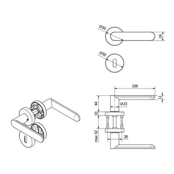SO-TECH® Drückergarnitur Türdrücker SAM Aluminium Oval Rosette, Profilzylinder Türgarnitur für Eingangstür anthrazit