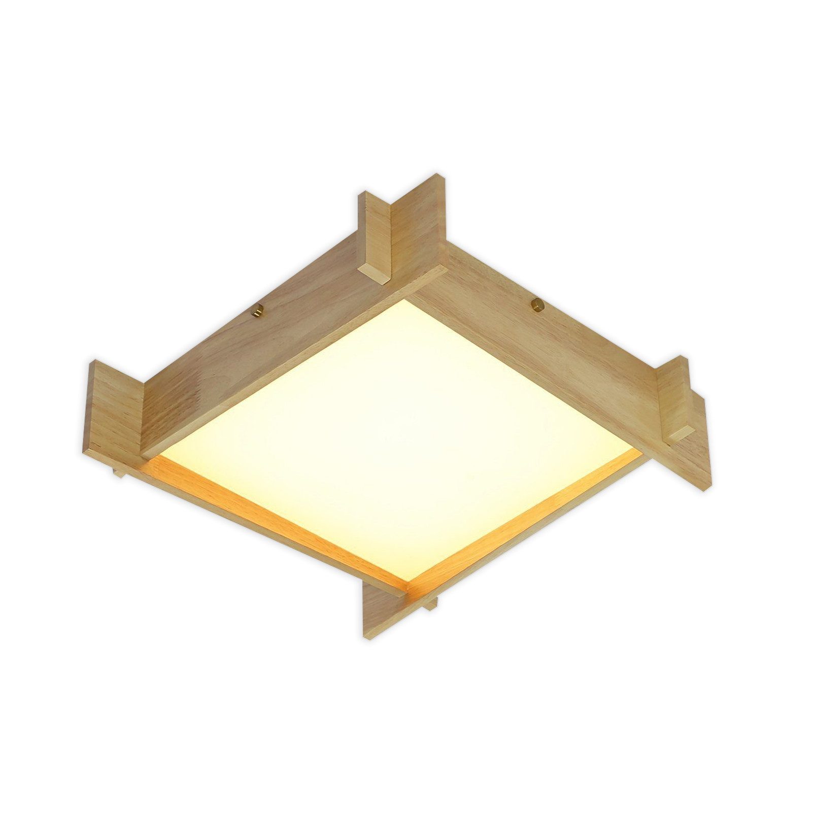 ZMH LED Deckenleuchte Dimmbar Deckenlampe Holz Rustikal - Wohnzimmerlampe Flach, LED fest integriert, 3000-6000k, 33W Lampe für Wohnzimmer Küche Schlafzimmer