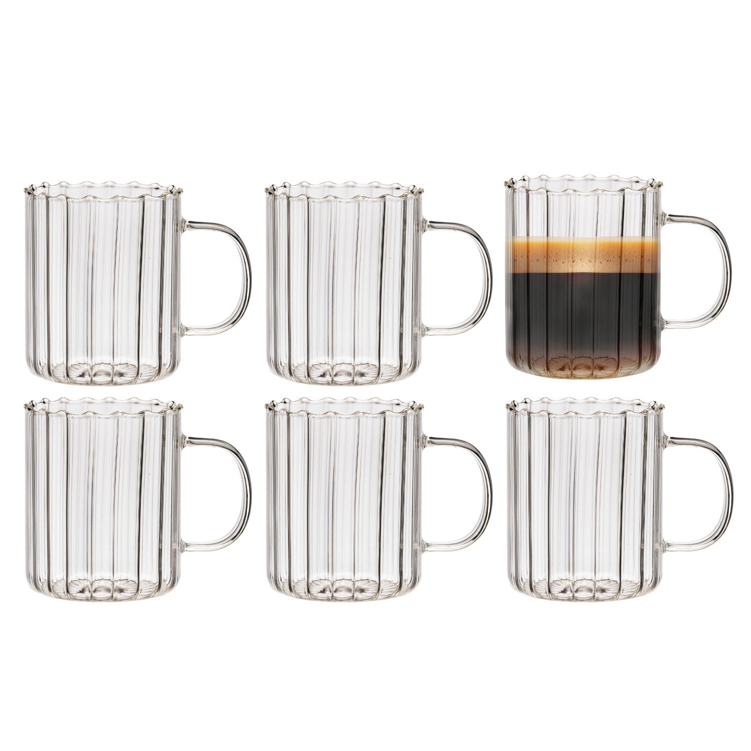 Glas Riffle Cup Kaffeeglas Teeglas Heißgetränke - 350 ml