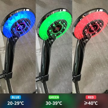Vicbuy Handbrause, LED Temperaturanzeige Dusche 3 Lichtfarben Wassersparend