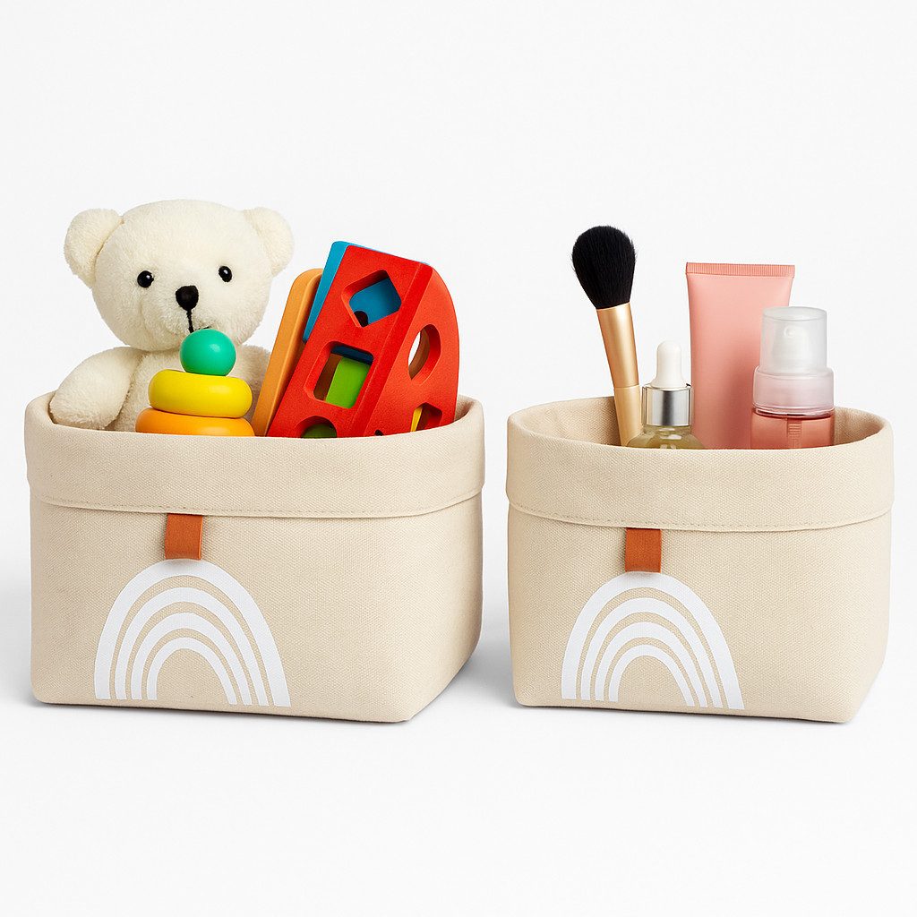 hausleben Aufbewahrungskorb Stoffkörbe mit Regenbogen-Print - 24 x 20 x 18 cm und 22 x 18 x 16 cm (1 St., 2er-Set), Faltbare Organizer-Boxen aus Baumwolle