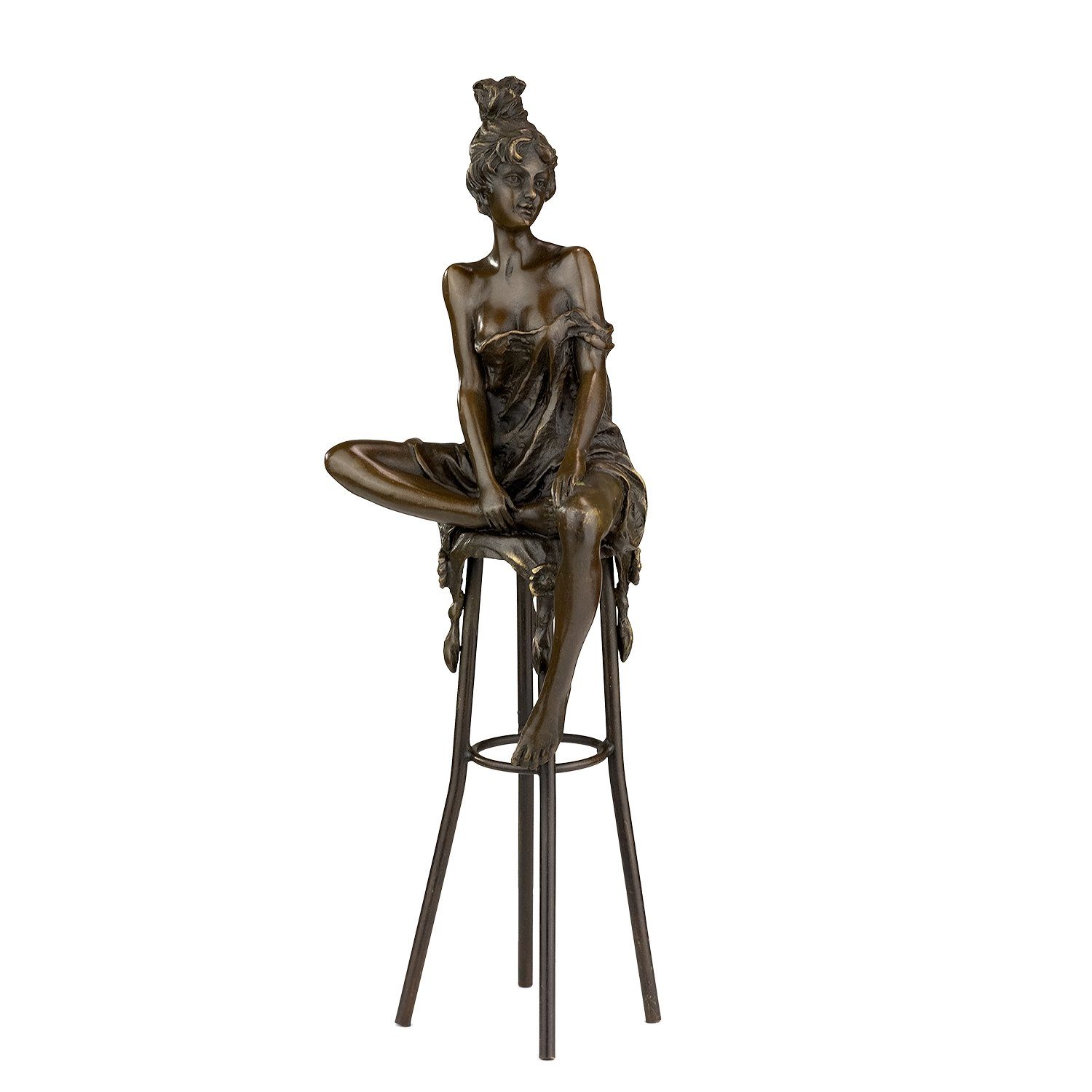 Moritz Dekofigur Bronzefigur Frau auf Schreibtisch Deko Figuren Bronzefigur einem Vitrine Regal für Barhocker, Skulptur