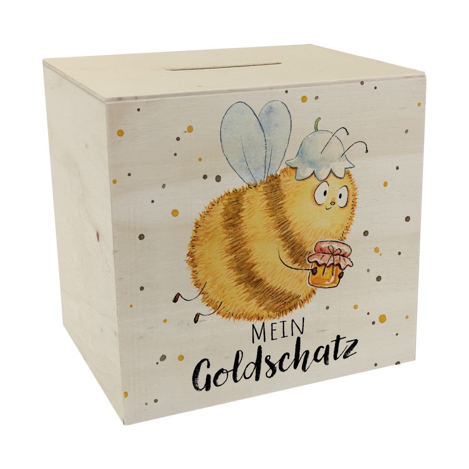 Spardose Pummel Biene Spardose aus Holz mit Spruch Mein Goldschatz