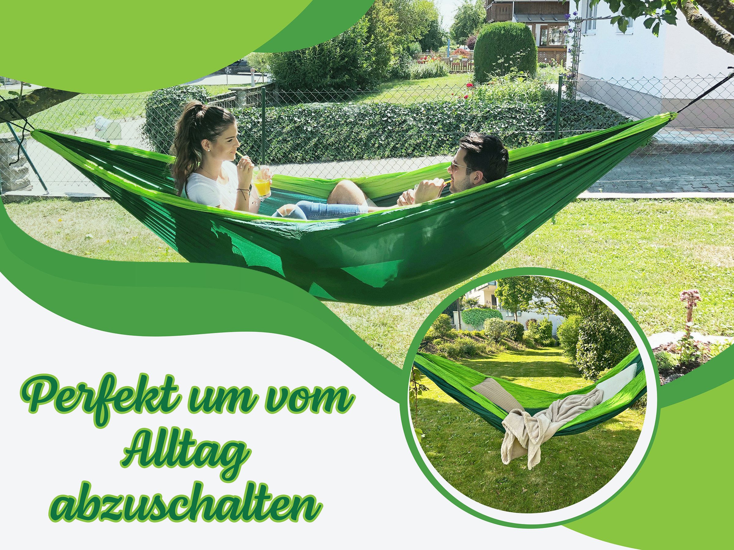 ZOLLNER Hängematte (inkl. Tasche, Seile und Karabiner), 275 x 140 cm, 100 % Nylon