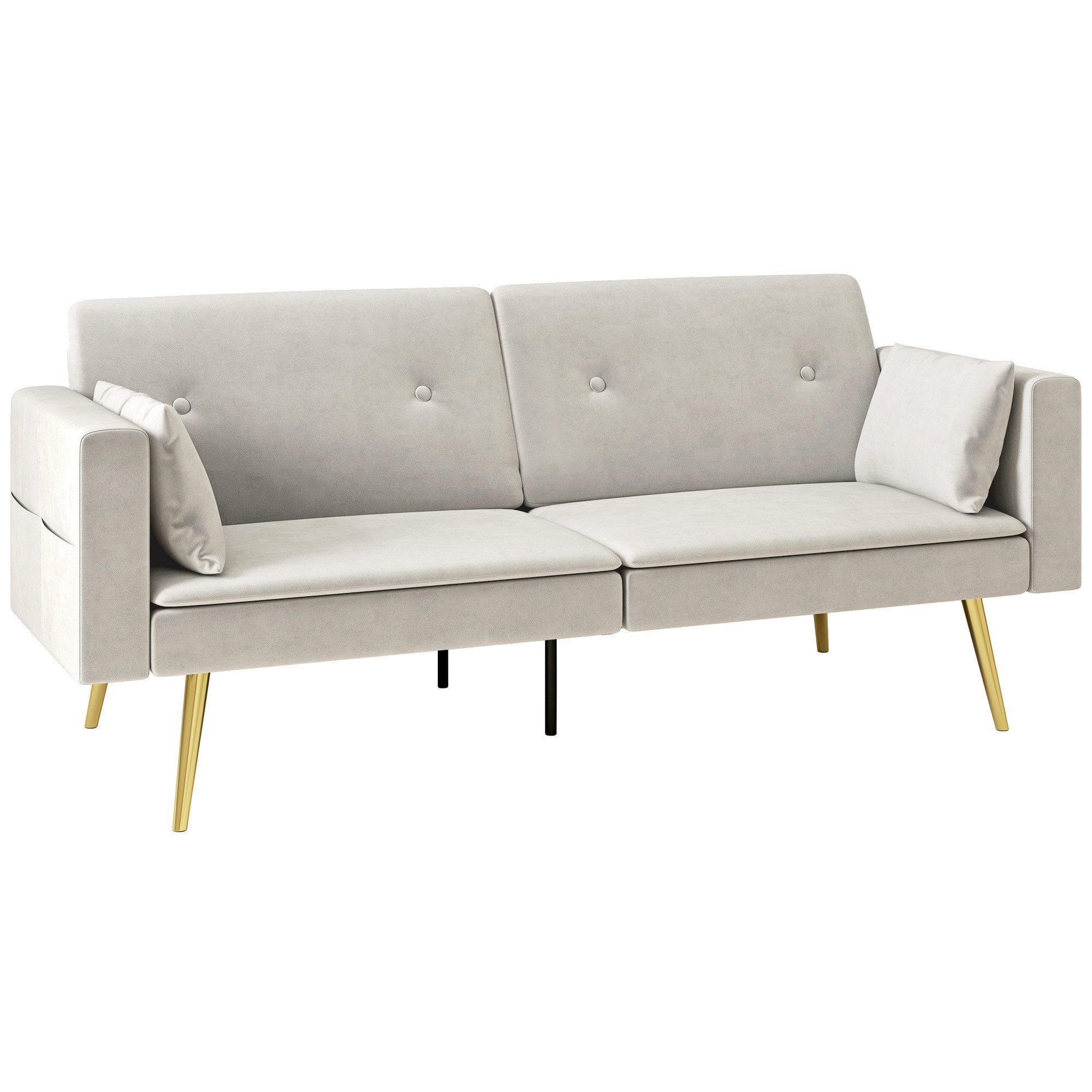 HOMCOM Schlafsofa mit Verstellbar Rückenlehne, Seitentasche, 2er-Sofa 1 Tei günstig online kaufen