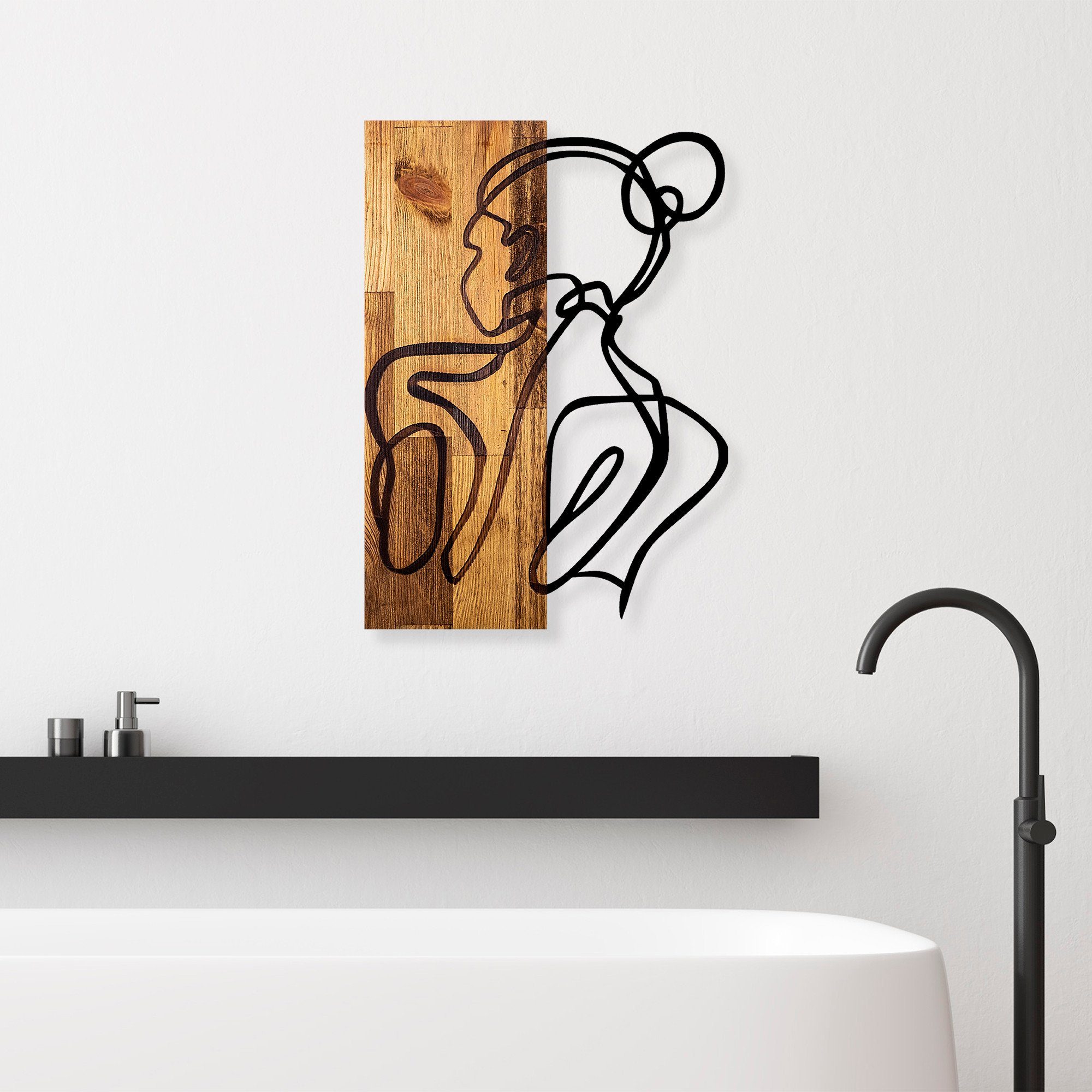 Wallity Wanddekoobjekt SKL2213, 50 35 cm, 3 x 50% Schwarz, x Holz