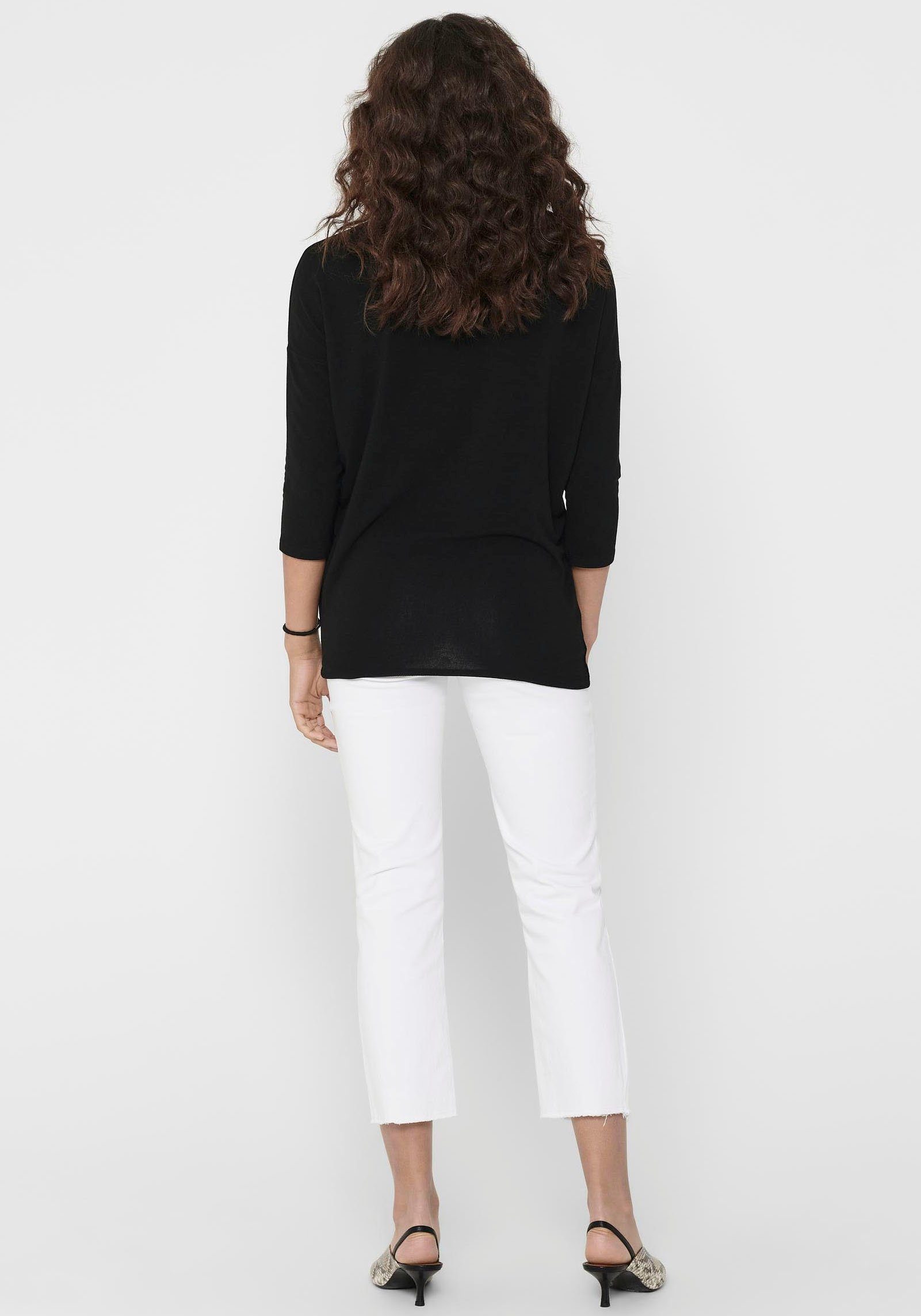 ONLY ONLGLAMOUR black 3/4-Arm-Shirt in Oversize-Form lässiger