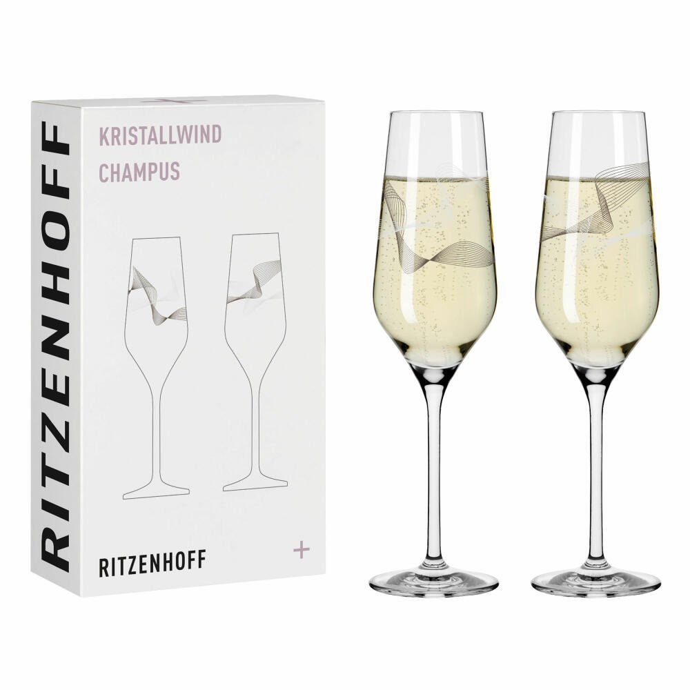 Ritzenhoff Champagnerglas Kristallwind Champagner 2er-Set 002, Kristallglas, Made in Germany