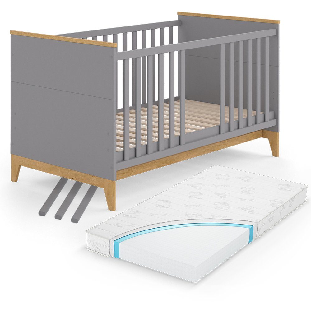 VitaliSpa® Babybett Malia, Grau/Eiche, 70x140 cm günstig online kaufen