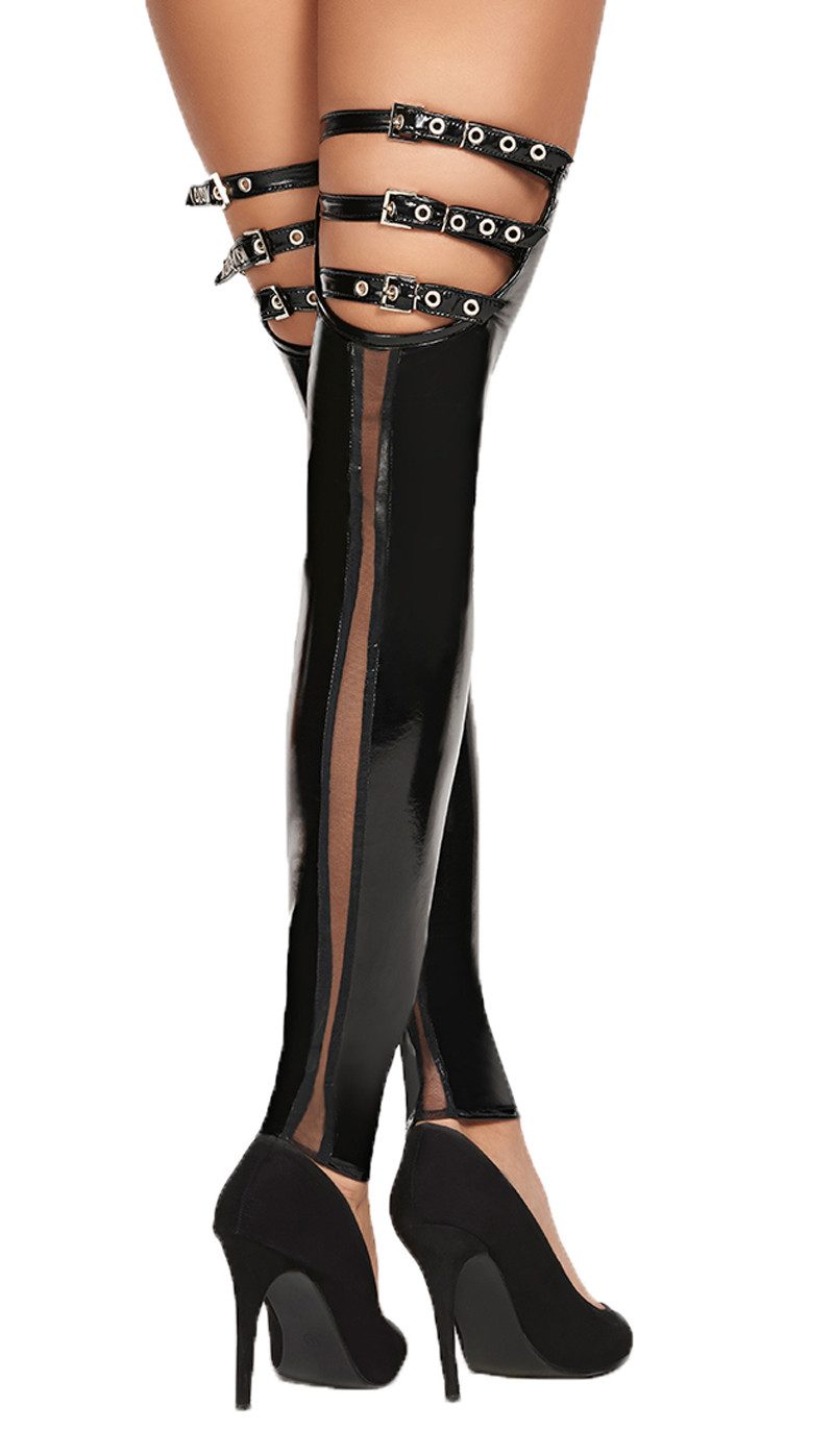 Halterlose Strümpfe Schwarze erotische Damen Dessous wetlook Strümpfe halterlos