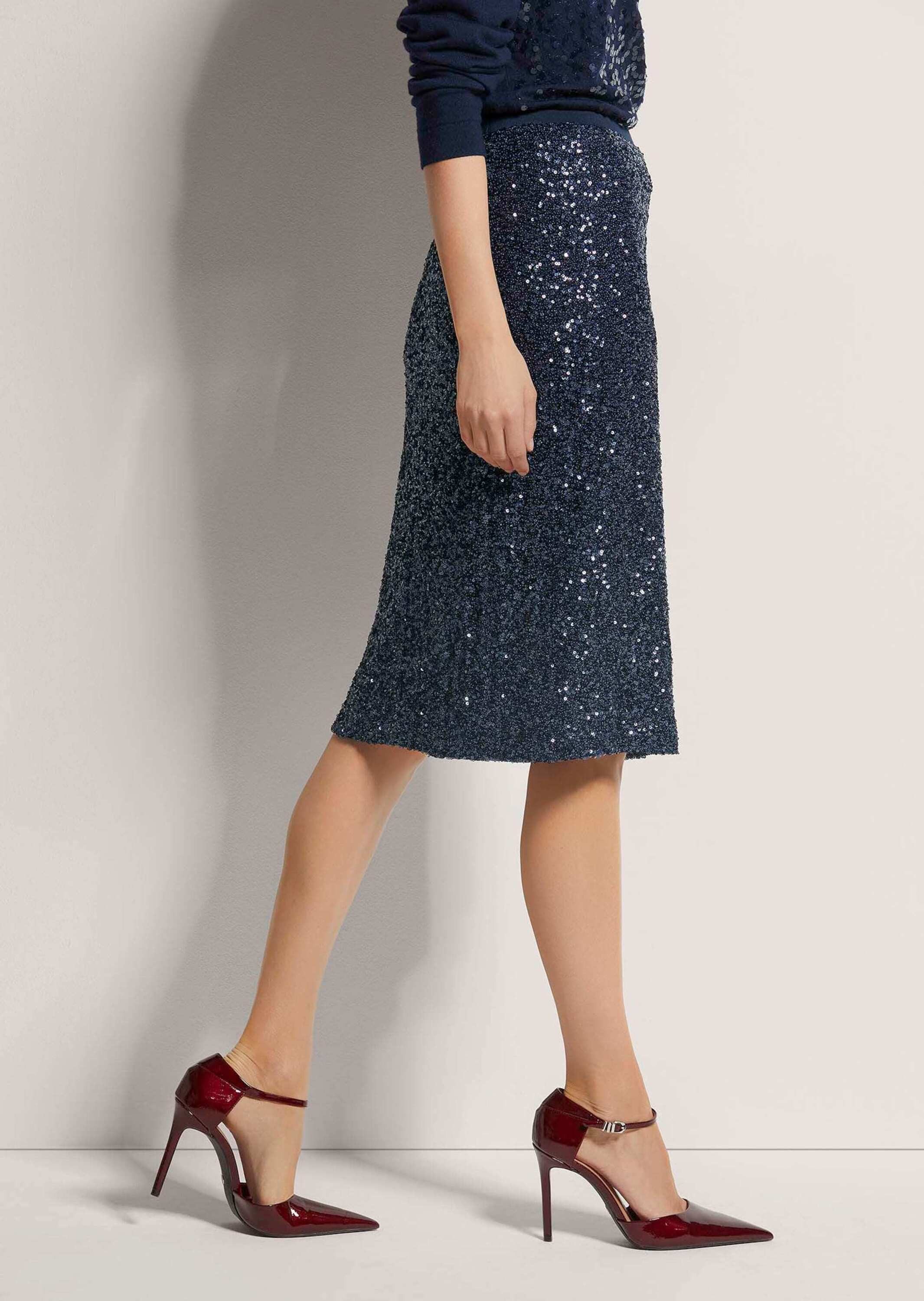 MADELEINE Midirock Schlanker Pencil-Skirt mit Wendepailletten