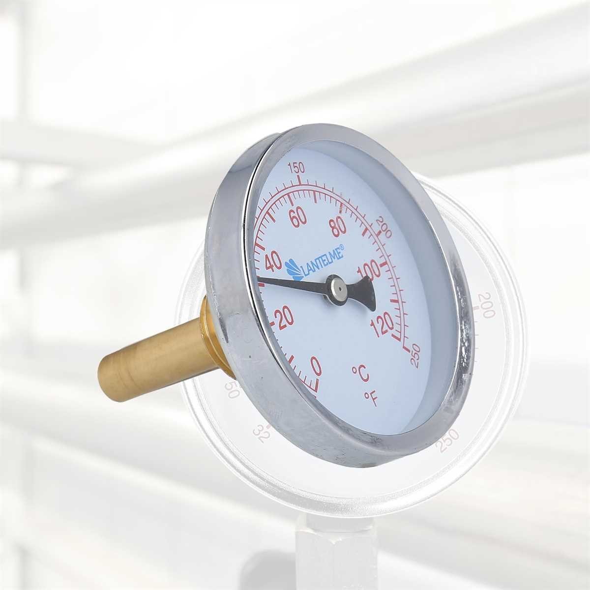 Lantelme Raumthermometer 120 Grad Heizungsthermometer Tauchhülse Heizung Thermometer, 1-tlg., Einbauset, 1/2 Zoll Einbau, Temperaturanzeige auch in ° Fahrenheit