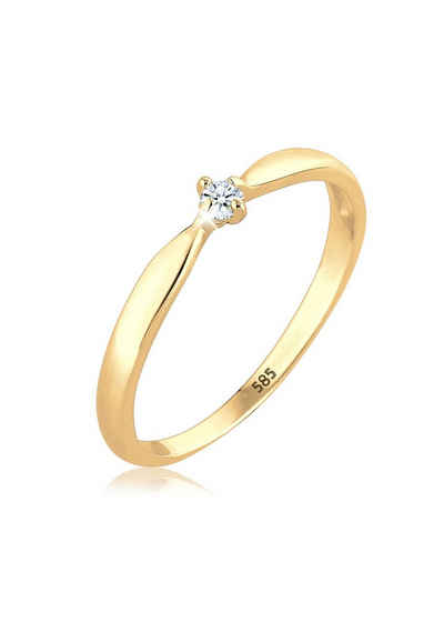 Elli DIAMONDS Verlobungsring Verlobung Welle Diamant (0.03 ct) 585 Gelbgold