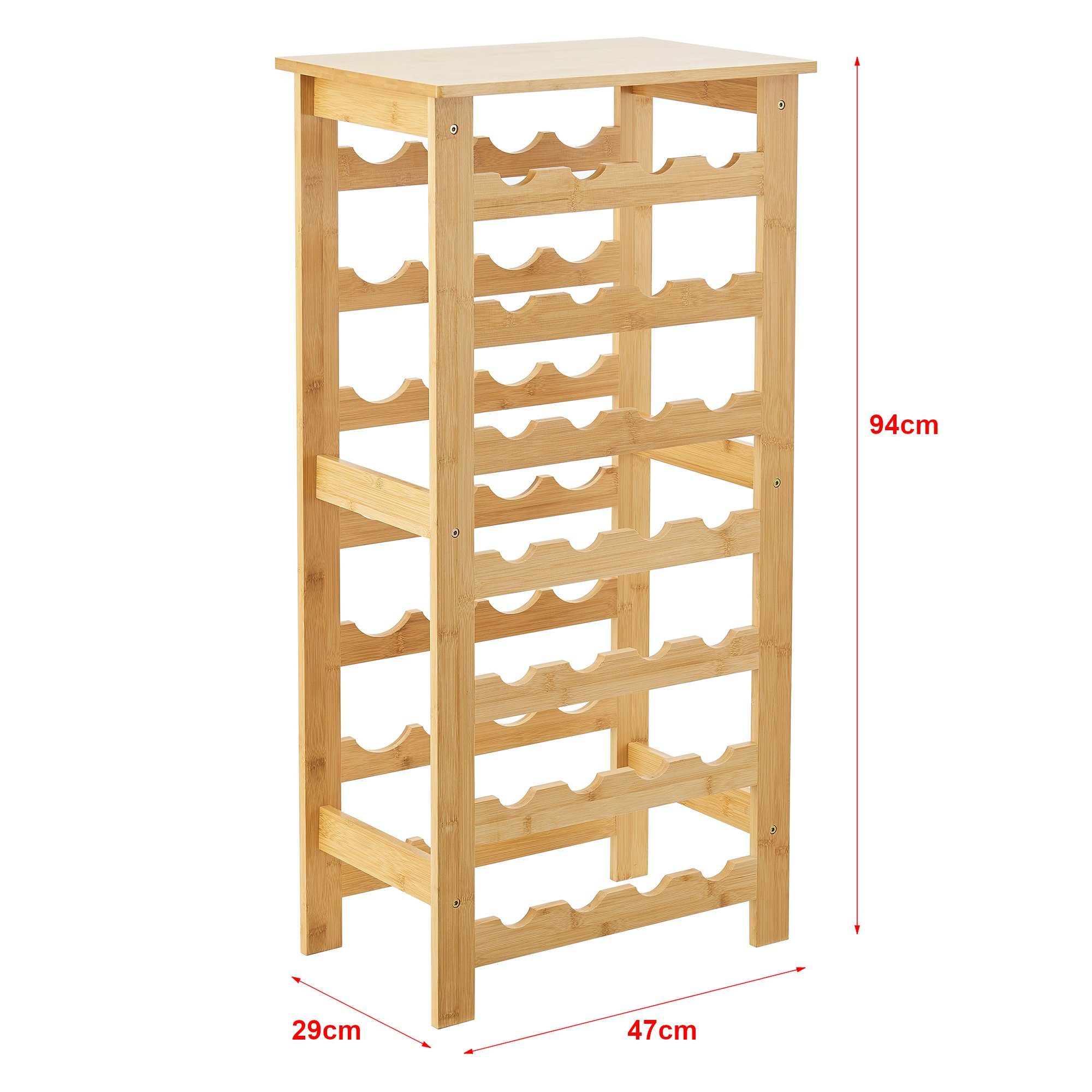 en.casa Weinregal, »Äänekoski« Weinregal Bambus Küchenregal 94x47x29 cm Natur