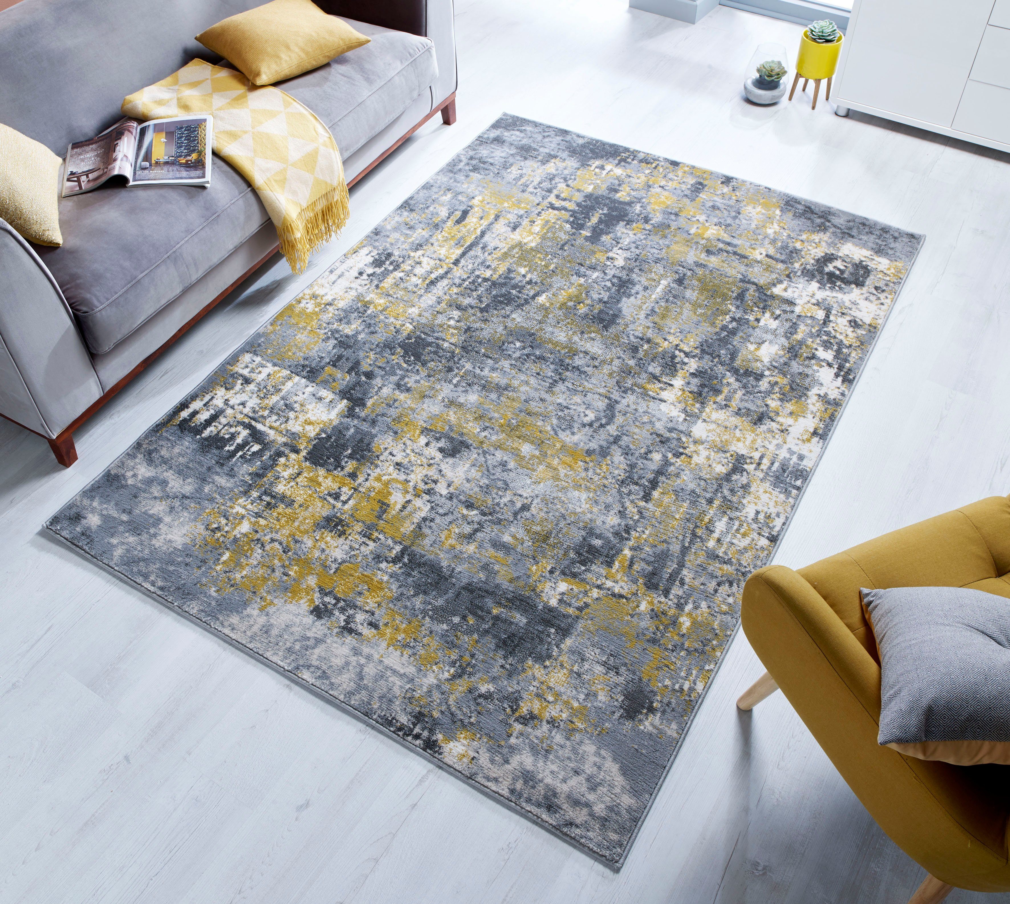 10 Wonderlust, Höhe: FLAIR mm, RUGS, ocker mehrfarbig, Teppich Abstrakt Vintage rechteckig, Design, fußbodenheizungsgeeignet,