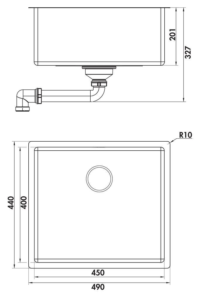 Thumbnail - Naber Einbauspüle Einbauspüle Corno Piu Schrankbreite 60 cm PFU5 Edelstahl 1013126