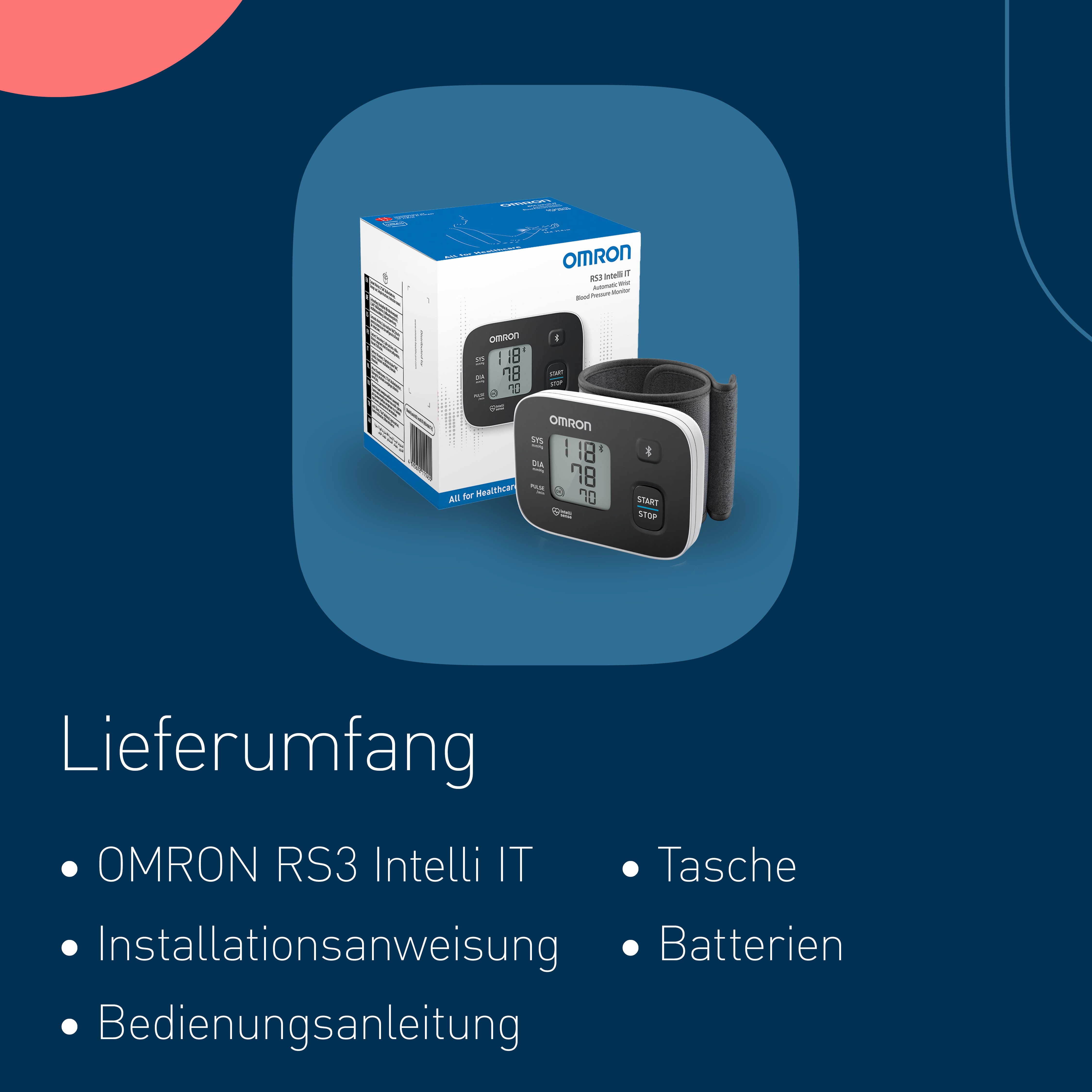 Omron Handgelenk-Blutdruckmessgerät RS3 Intelli IT mit Bluthochdruckanzeige & kostenloser App, einfach und genau, mit vorgeformter Manschette 13.5-21.5 cm – Bild 5 von 5