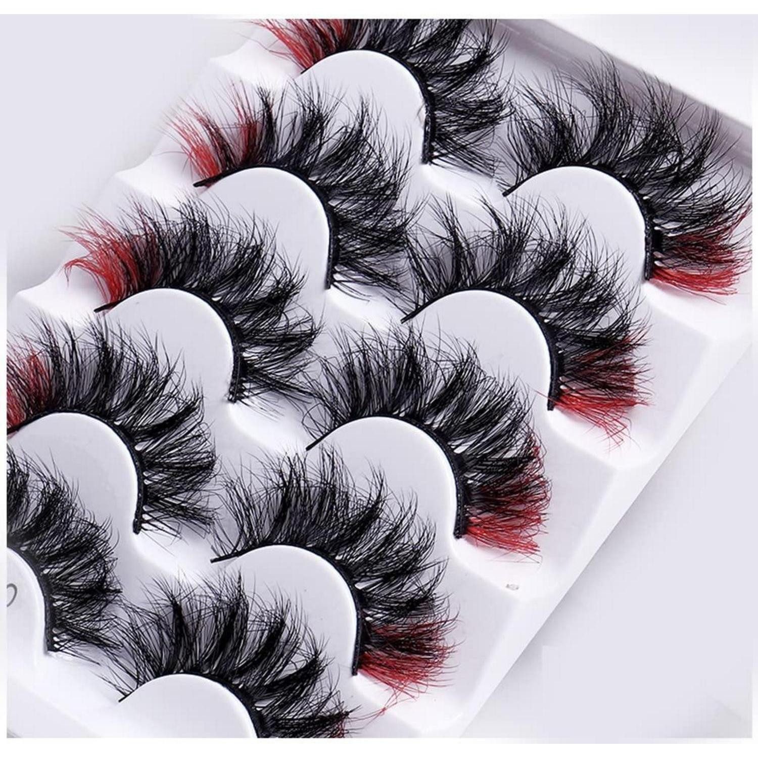 LuxusKollektion Bandwimpern 5D Farbige Fake Lashes 7 Farben Mix