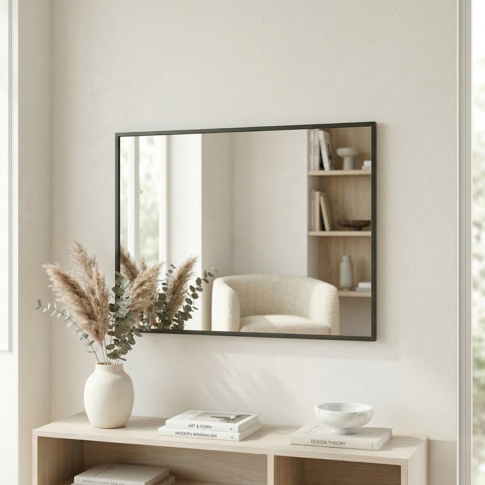 SCENA LIVING Wandspiegel Rechteckiger Wandspiegel AXION, 60 x 40 cm, schwarz, Kompakter Wandspiegel
