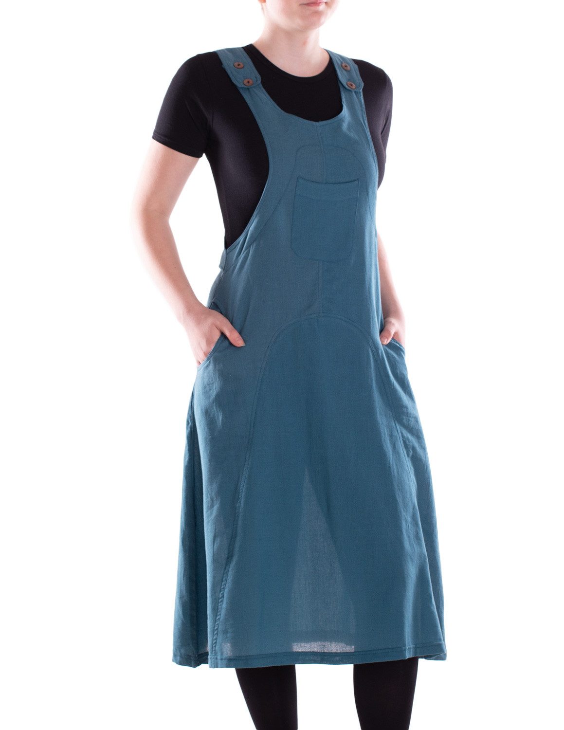 Vishes Midikleid Damen Wadenlang Kleid Baumwolle günstig online kaufen