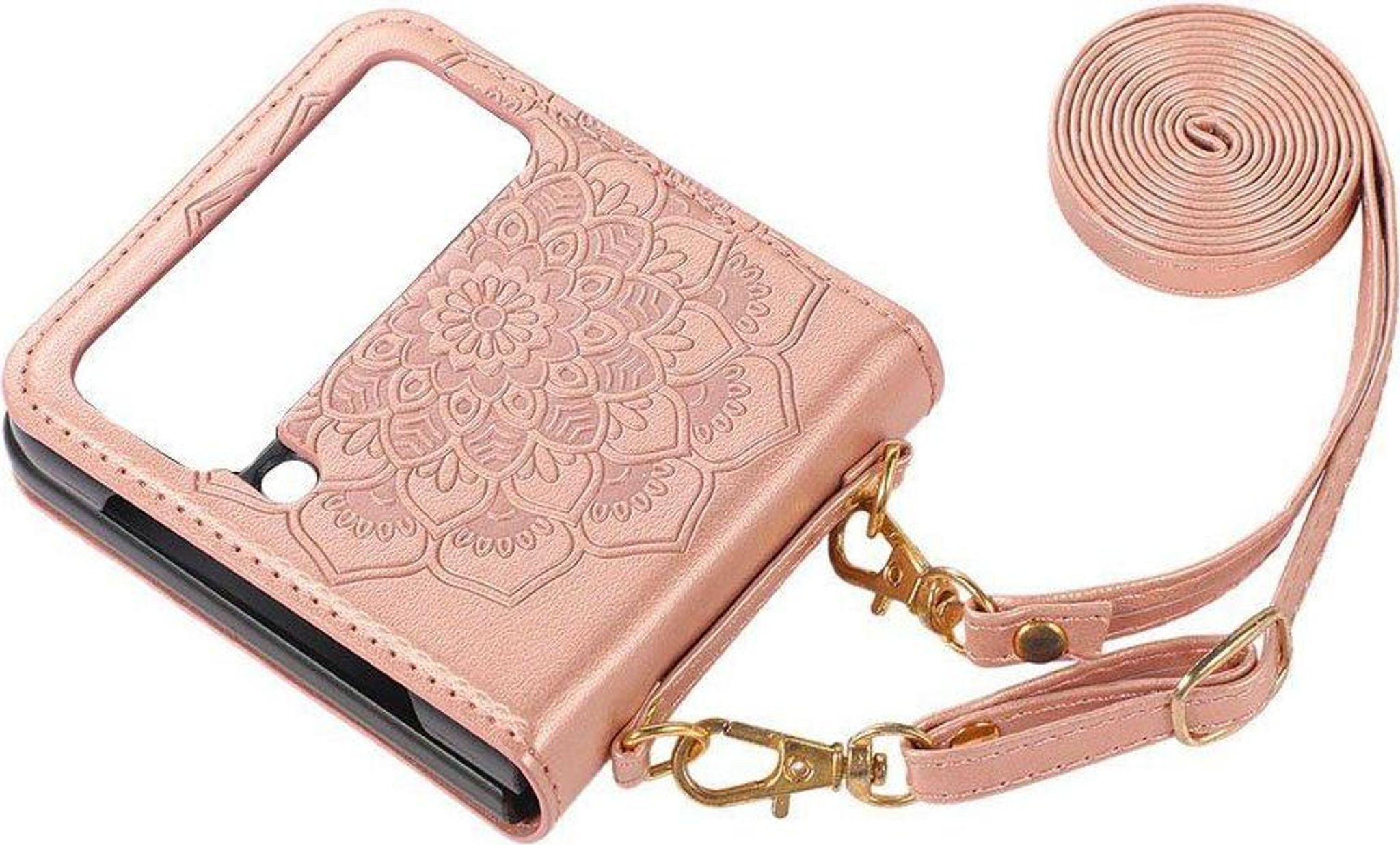 FELIXLEO Handyhülle Handyhülle für Samsung Galaxy Z Flip 4 mit Kordel zum Umhängen
