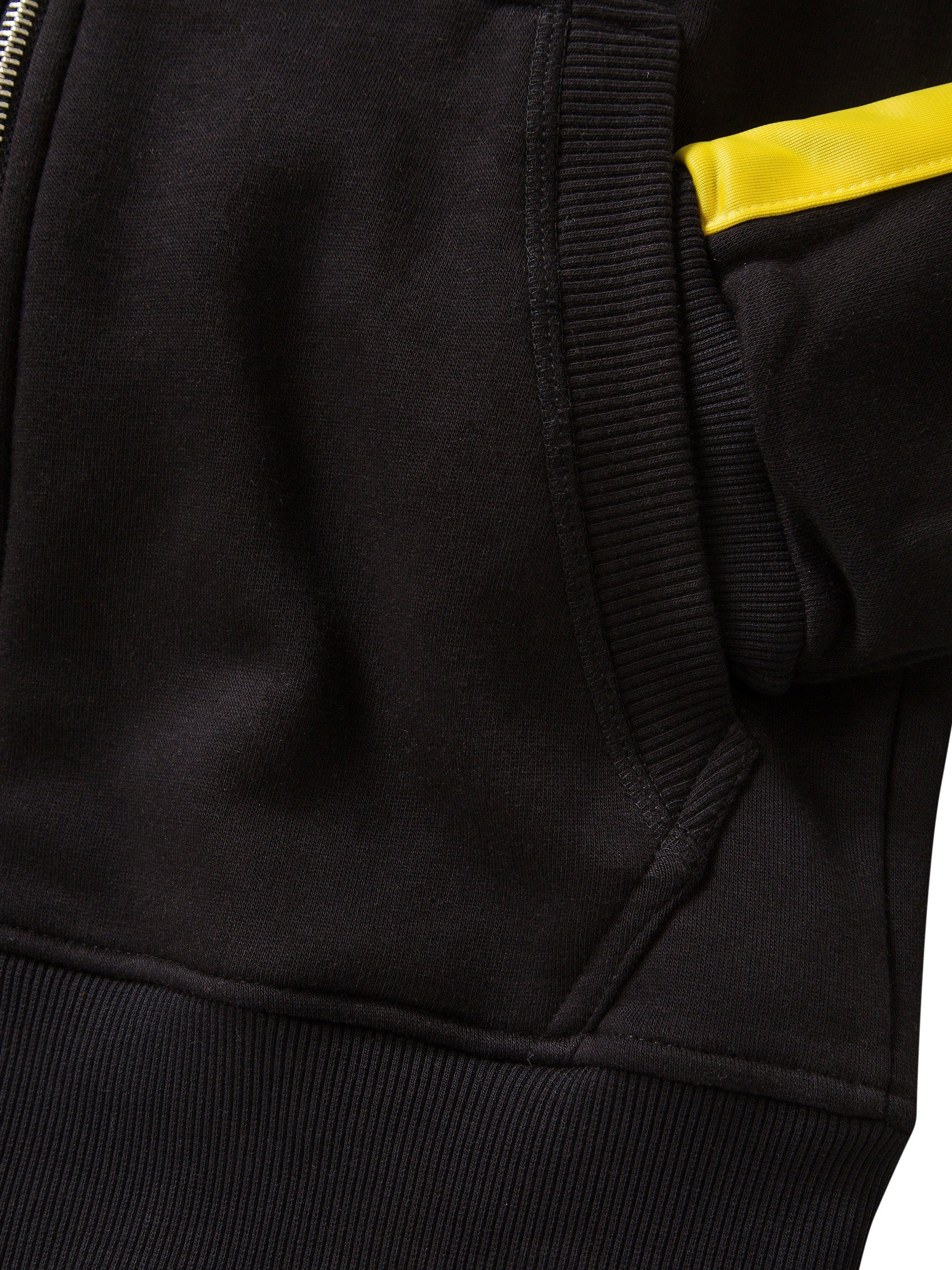 (1-tlg) Schwarz yellow (black Pittman Gelb Retro Zipper / 1605) Hoodie Kapuzensweatjacke / Stripe