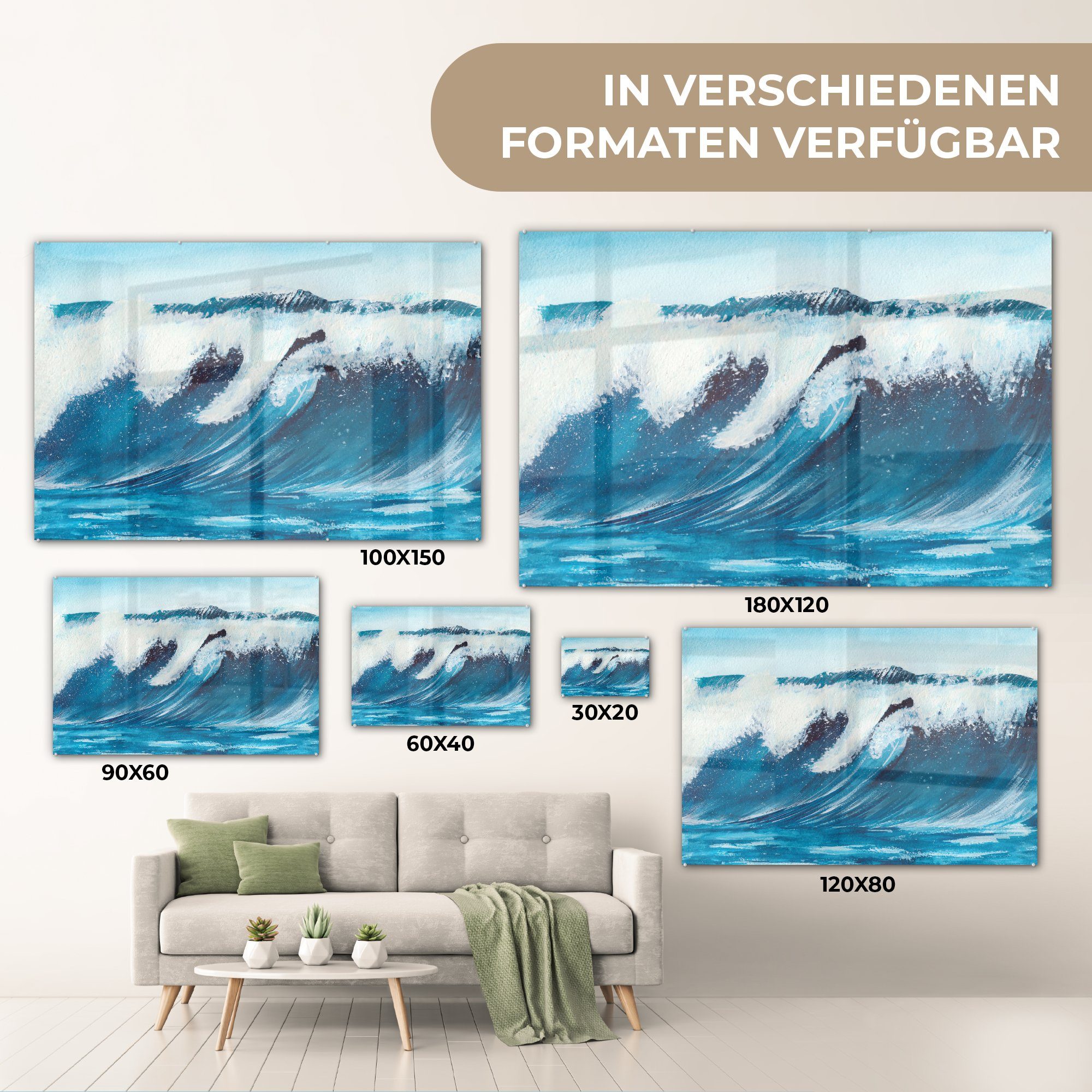 Acrylglasbilder - Wohnzimmer Meer - MuchoWow Golf St), Schlafzimmer & (1 Acrylglasbild Aquarell,