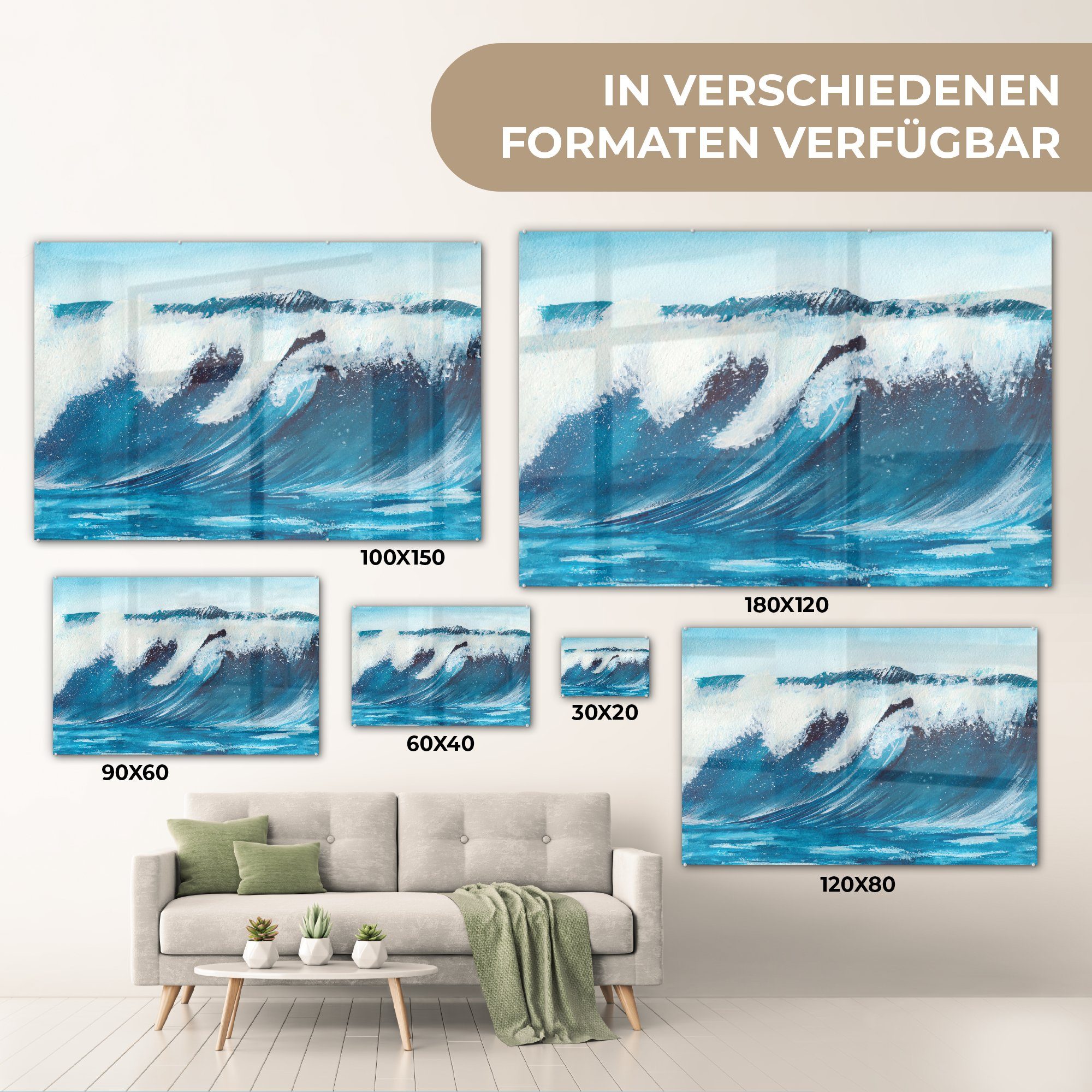 MuchoWow - Aquarell, & Schlafzimmer Wohnzimmer Meer Golf (1 St), Acrylglasbild - Acrylglasbilder