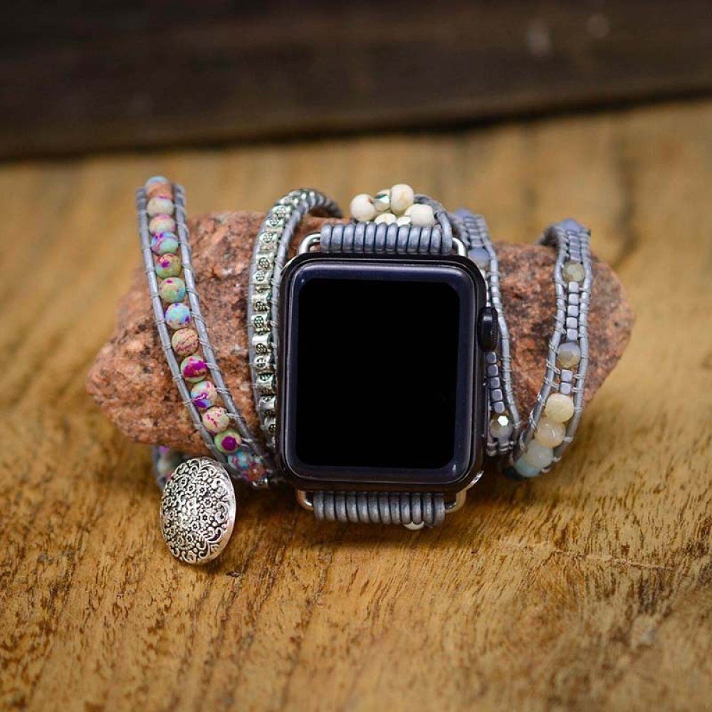 ELEKIN Smartwatch-Armband Uhrengurt,Armband,Natürlicher Gurt gewebter Kiefernstein 38-41,42-45mm