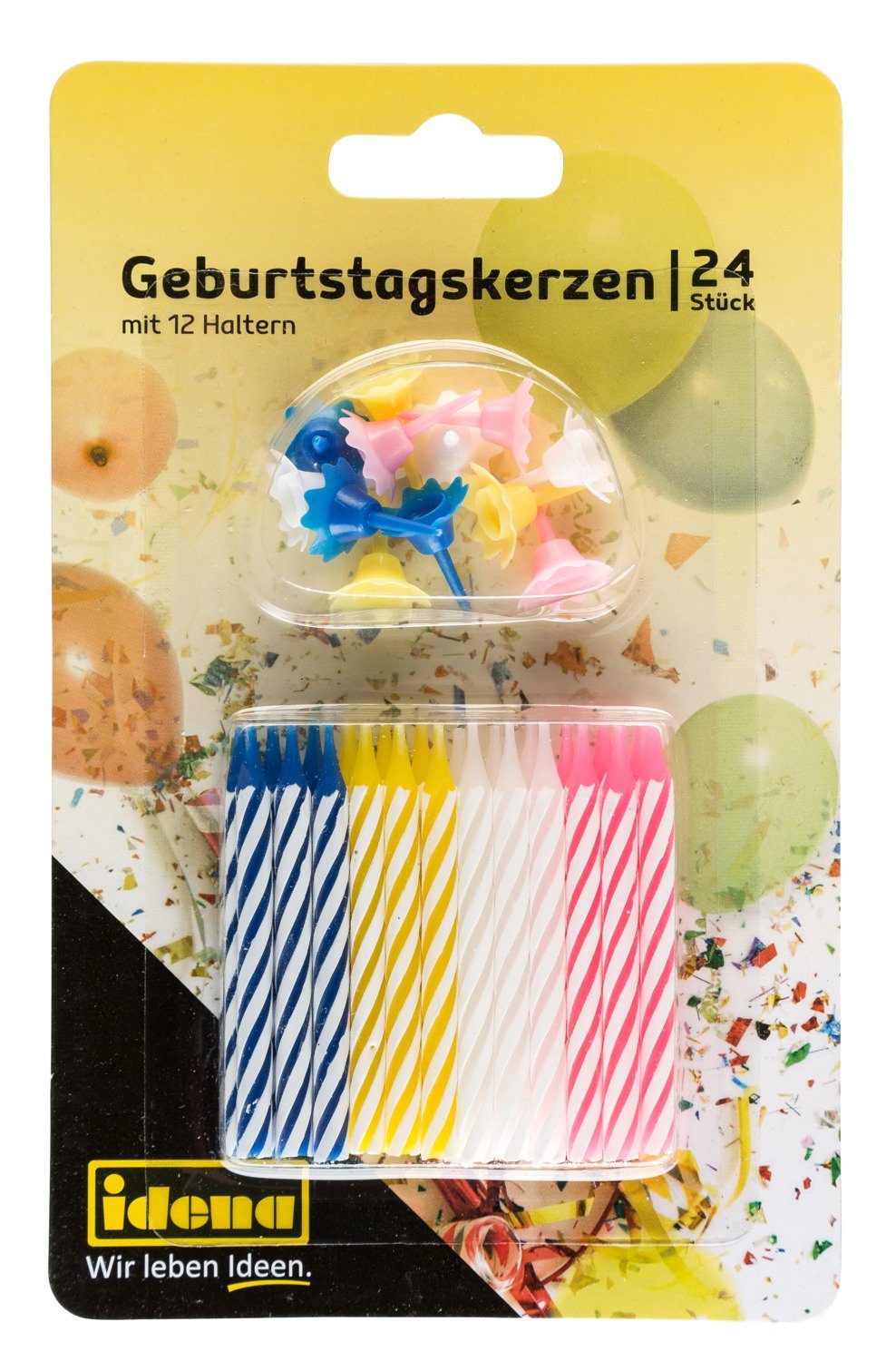 Idena Geburtstagskerze Idena 408210 - Geburtstagskerzen Set mit Haltern, 24 günstig online kaufen