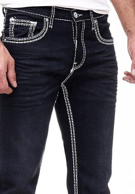 Rusty Neal Straight-Jeans LEVIN 7 mit trendigen Kontrastnähten