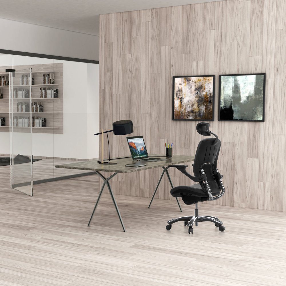 ergonomisch Schreibtischstuhl Stoff (1 Drehstuhl Bürostuhl LUX High End OFFICE hjh St), VAPOR Schwarz