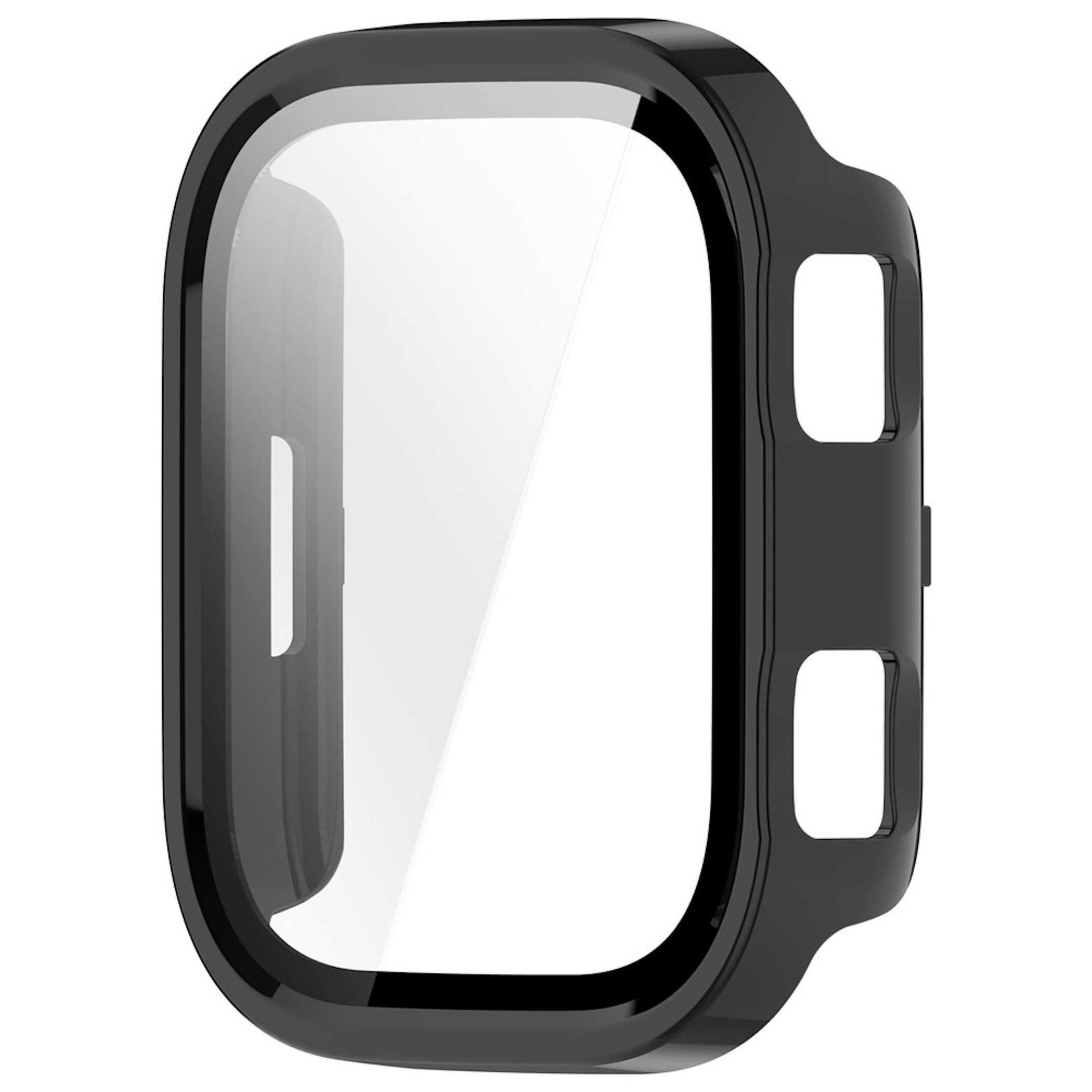 Wigento Smartwatch-Hülle + Schutzglas für Amazfit Bip Max Kunststoff 9H Schwarz, Schutzhülle aus PC + Hart Glas für Rundumschutz