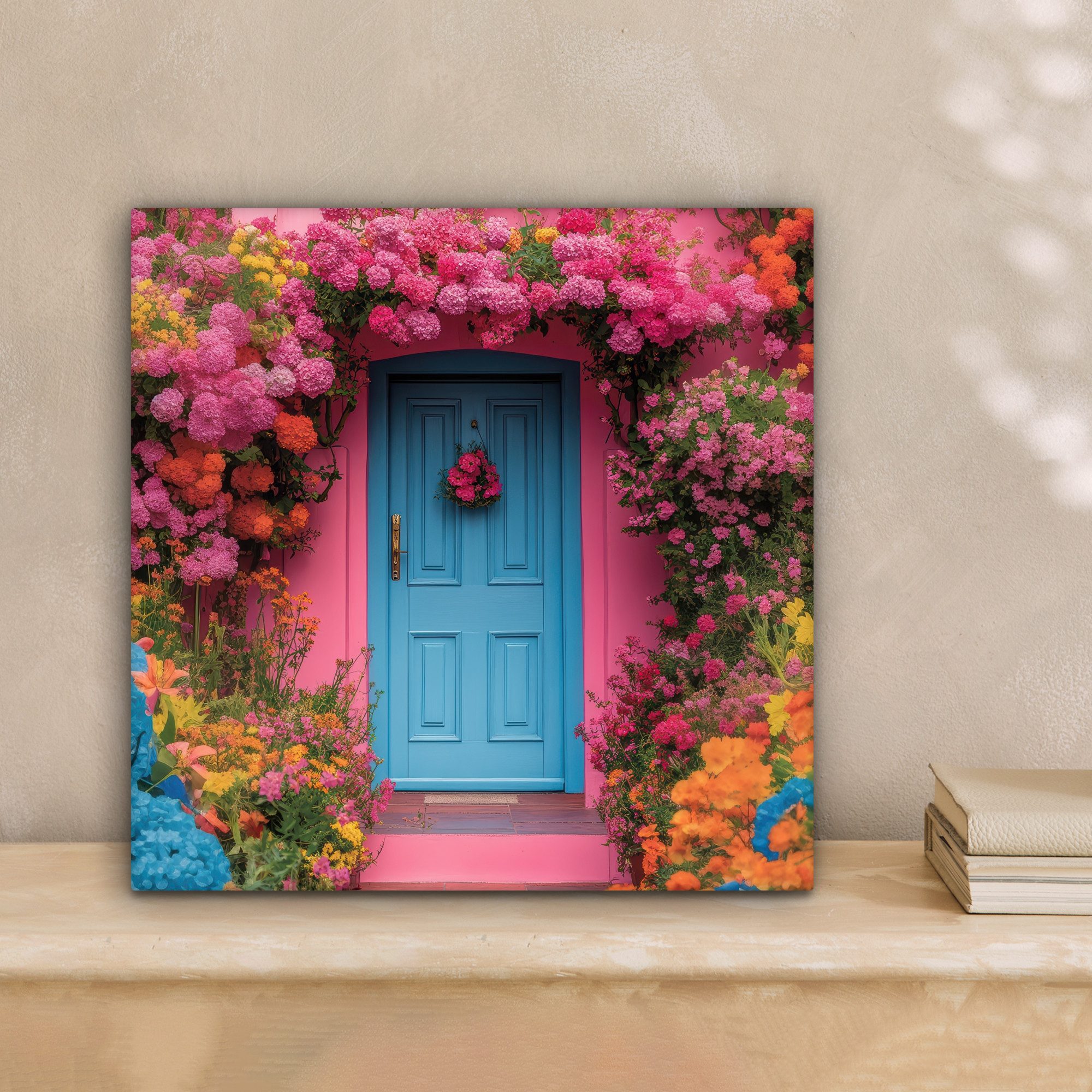 OneMillionCanvasses® Leinwandbild Blumen - Tür - günstig online kaufen