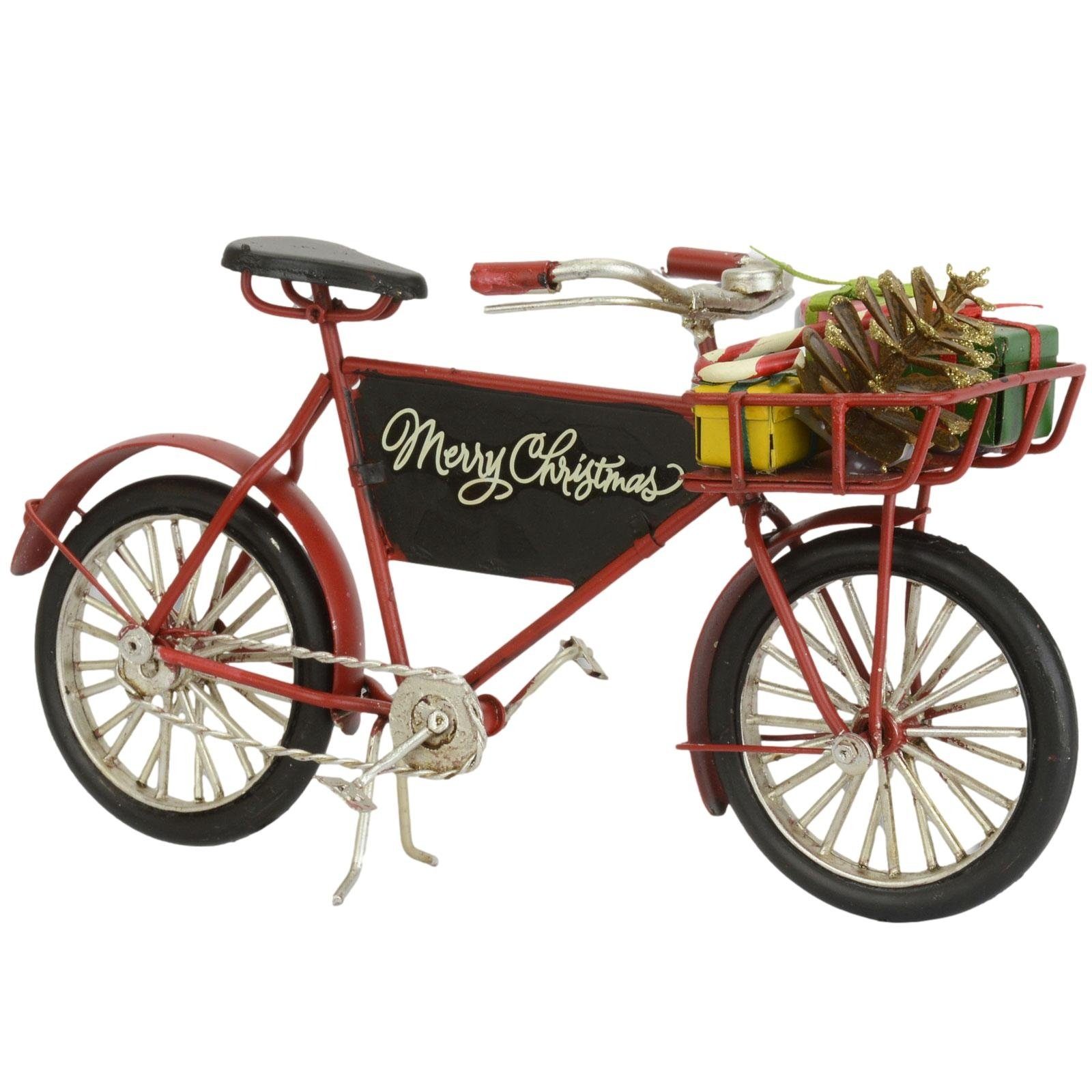 Aubaho Dekoobjekt Fahrrad Weihnachten Dekoration Metall Nostalgie 24cm Antik-Stil