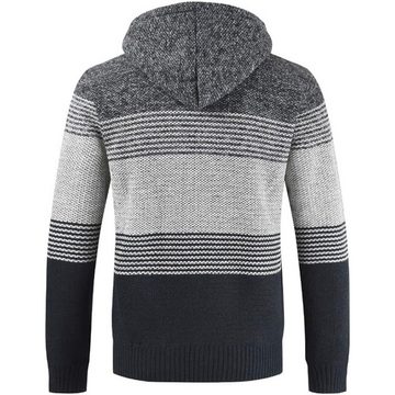 Opspring Strickjacke Herren Hoodie mit Kapuze Pullover Pulli Strick-Sweatshirt-Strickjacke