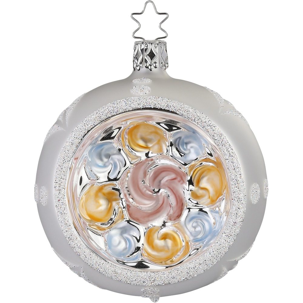 INGE-GLAS® Weihnachtsbaumkugel Reflexkugel Blüte violett (1 St), mundgeblasen, handbemalt