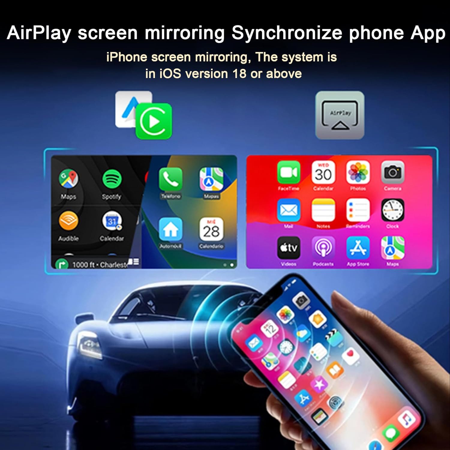 FELIXLEO 4in1 Wireless CarPlay Adapter Android Auto AirPlay Orange. Wireless Lautsprecher
