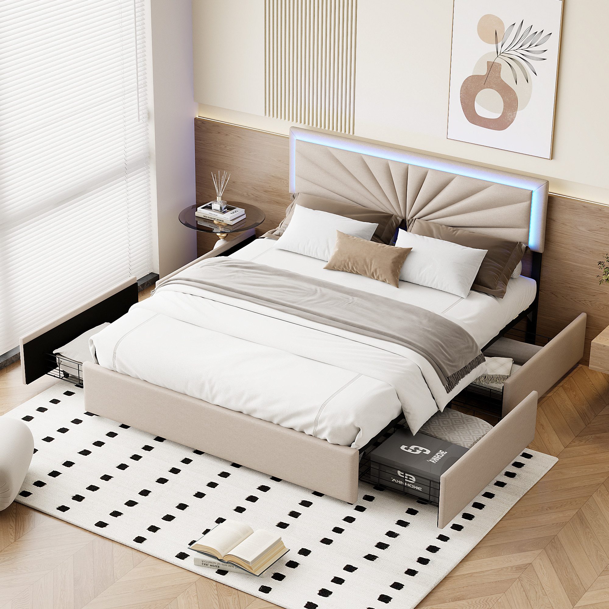 Polsterbett Doppelbett Stauraumbett LED