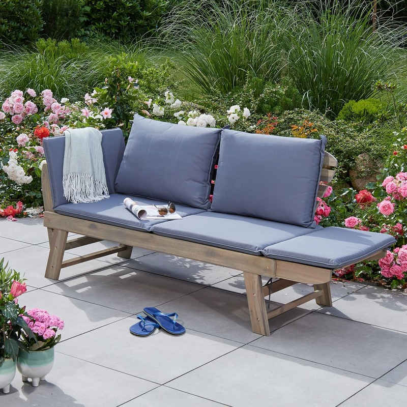 Terra Home Gartenbank Garten Multifunktionsbank verstellbar 136/190x68x76 cm Laholm Sitzbank, Massivholz