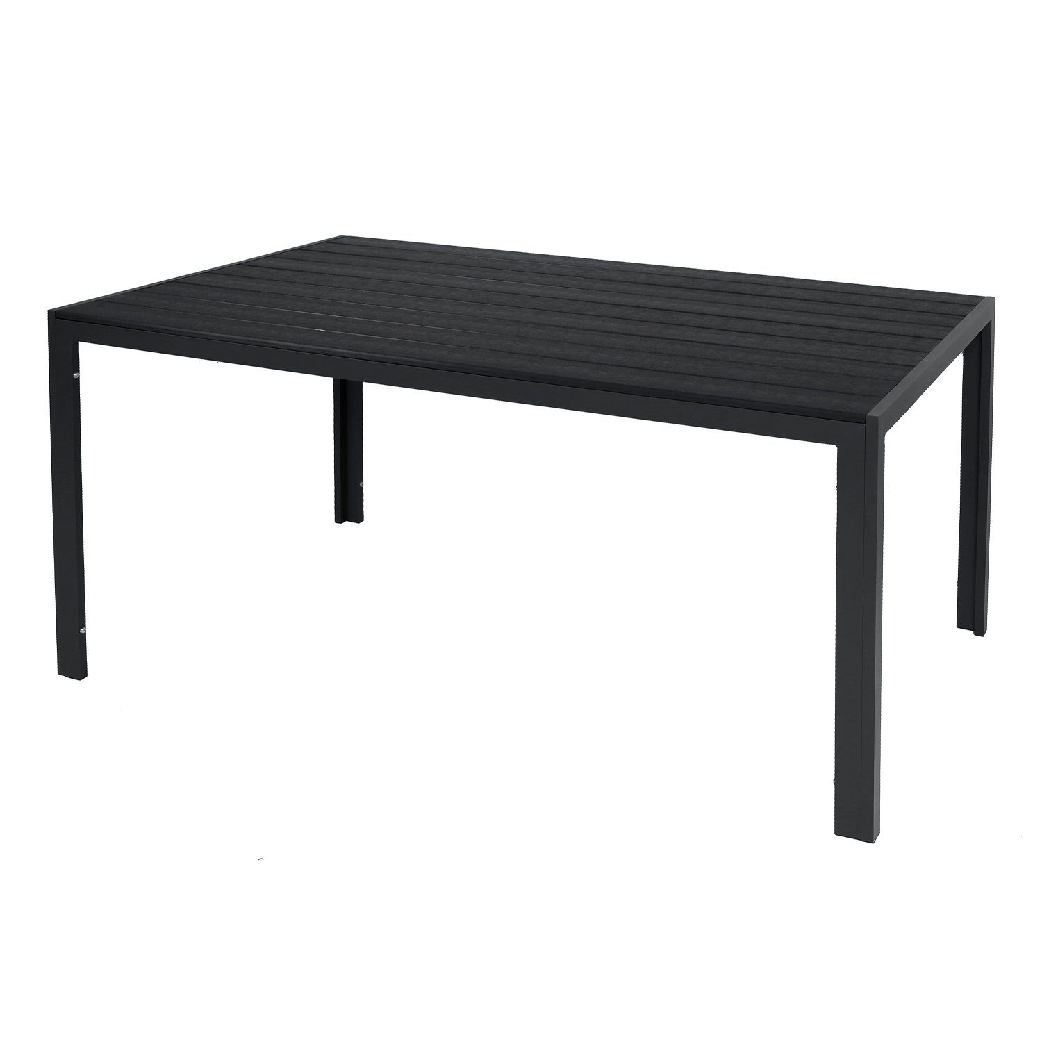 INDA-Exclusiv Küchentisch Großer Non-Wood Gartentisch 180x90cm aus Aluminium anthrazit / schwarz