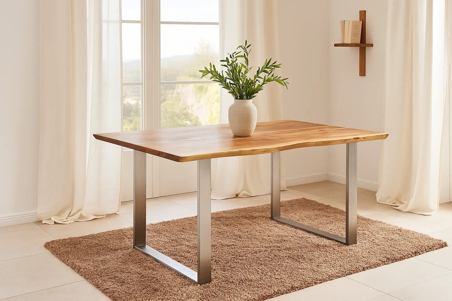 SAM® Baumkantentisch Quarto, Akazienholz, Baumkante, Metallgestell günstig online kaufen