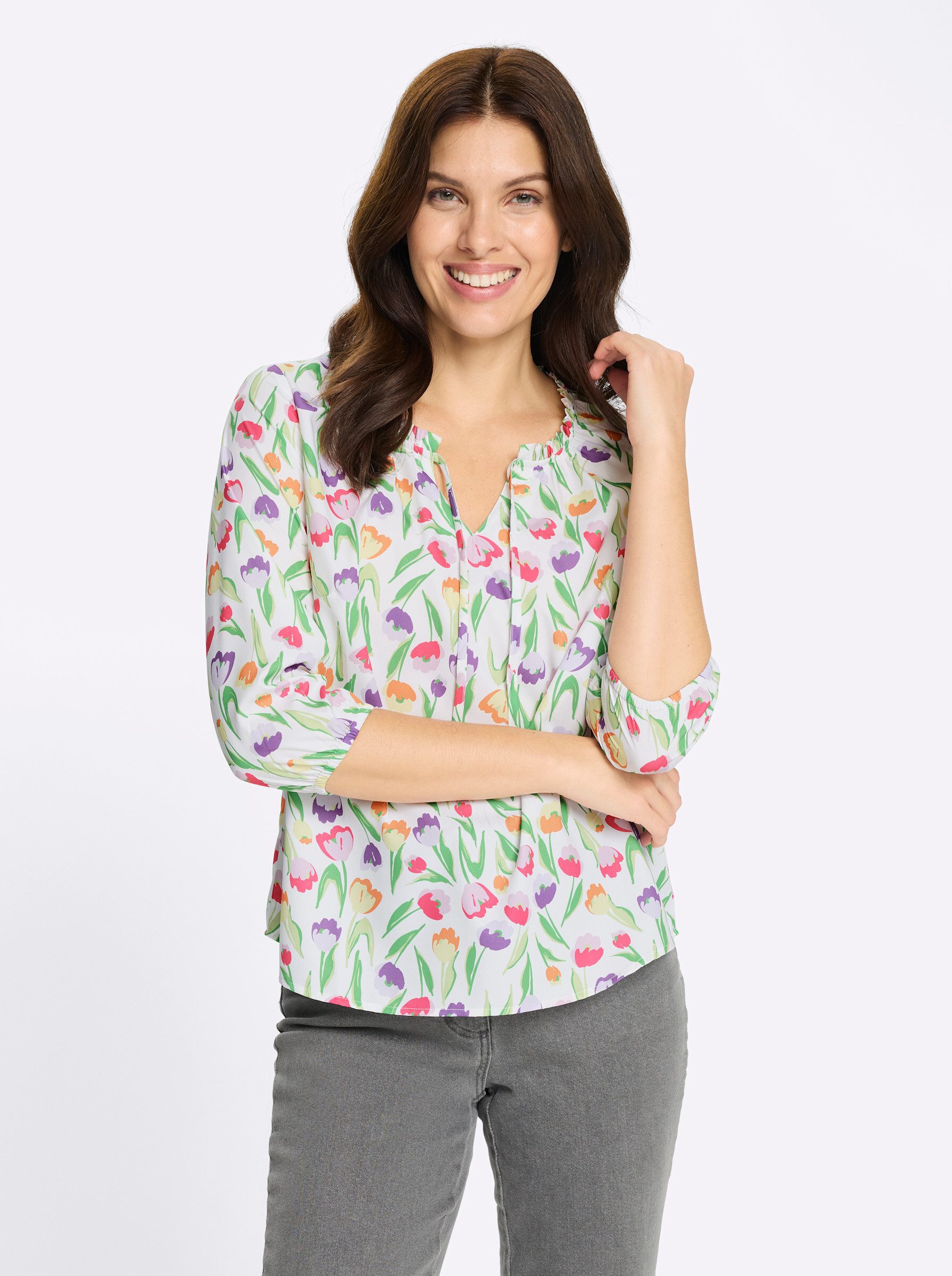 Sieh an! Klassische Bluse Schlupfbluse 3/4-Arm günstig online kaufen