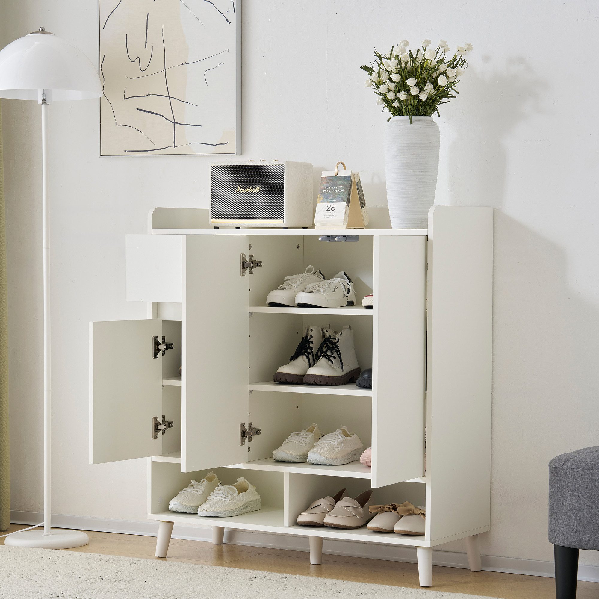 MODFU Sideboard mit Massivholzbeinen (Wohnzimmerschrank,Kommode,Anrichte, 1 günstig online kaufen