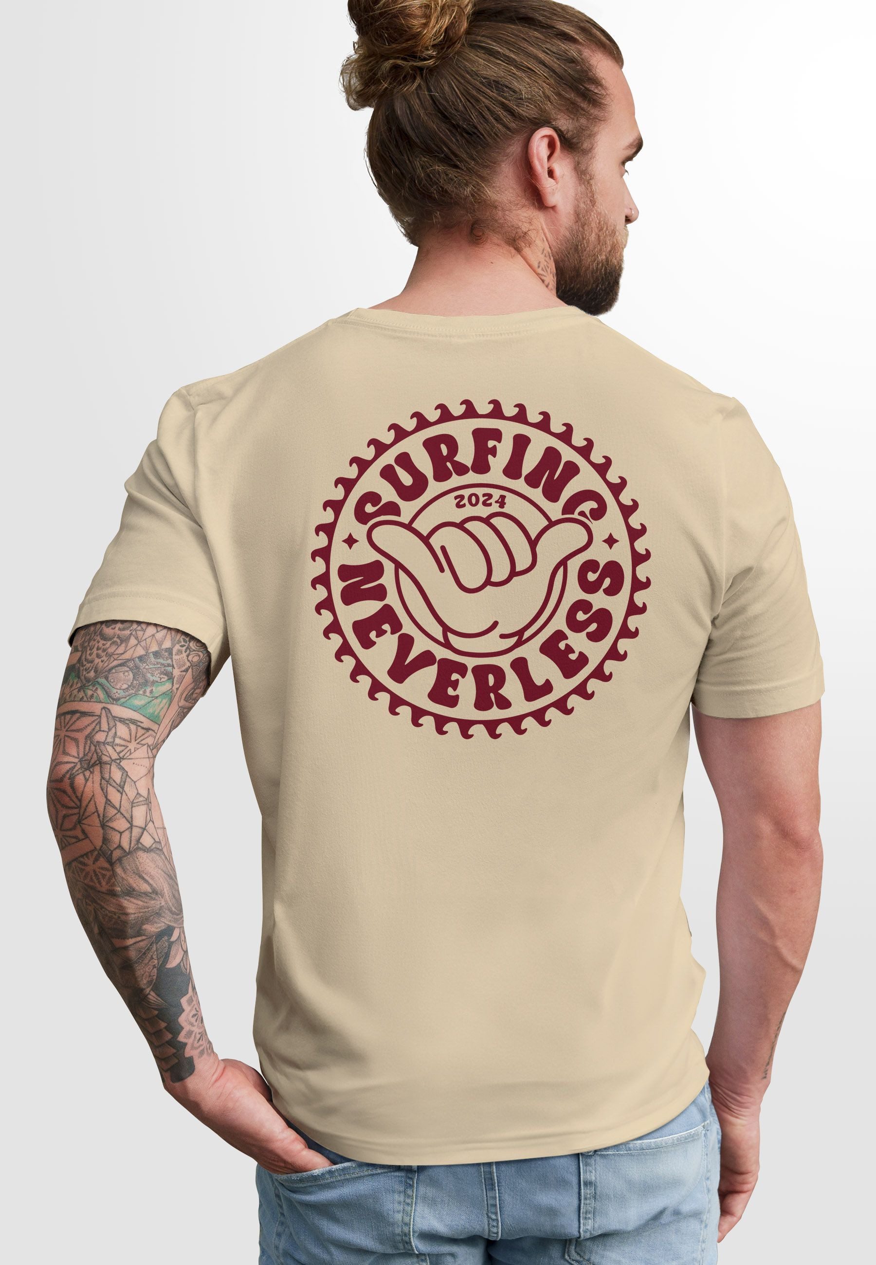 Neverless Print-Shirt Herren T-Shirt Surfing Surfer Motiv Hang Loose Sommer günstig online kaufen