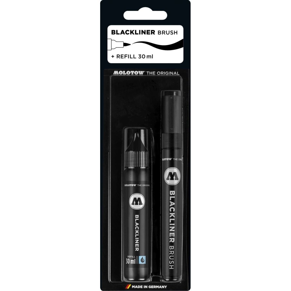 MOLOTOW Permanentmarker Schreibgeräteset Blackliner Brush&Refill 1x Brush/1x Refill 30 ml schw