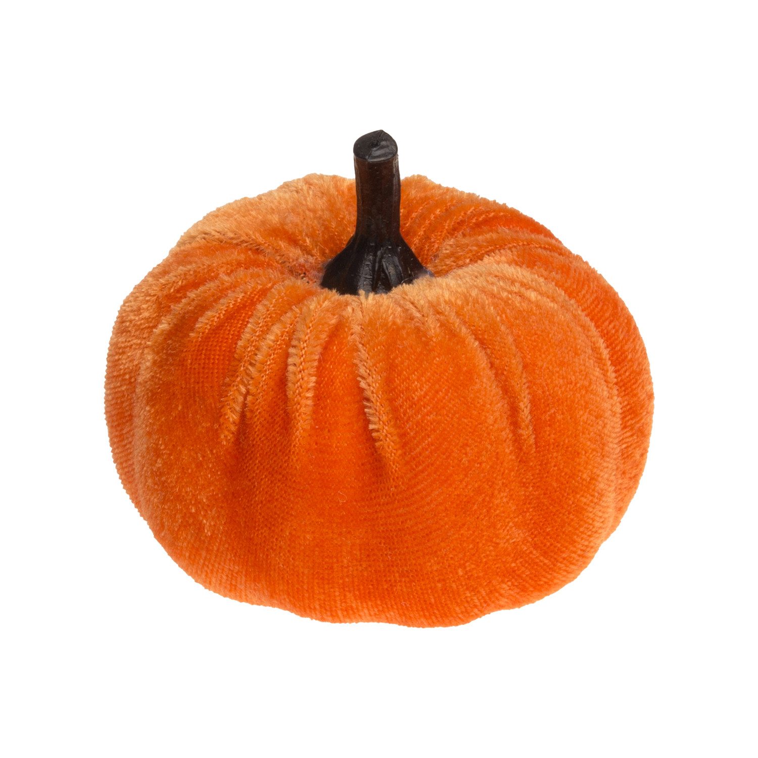 Dekoobjekt Velours Kürbis 7 x 4 cm, Orange