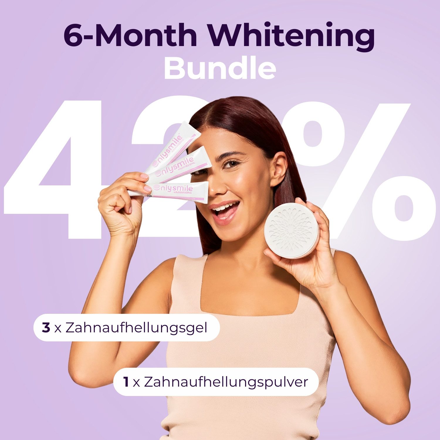 OnlySmile Zahnbleaching-Kit 6-Month Whitening Bundle – 3x Whitening Gel & 1x Zahnpulver, Enthält 3 Gele + 1 Zahnpulver