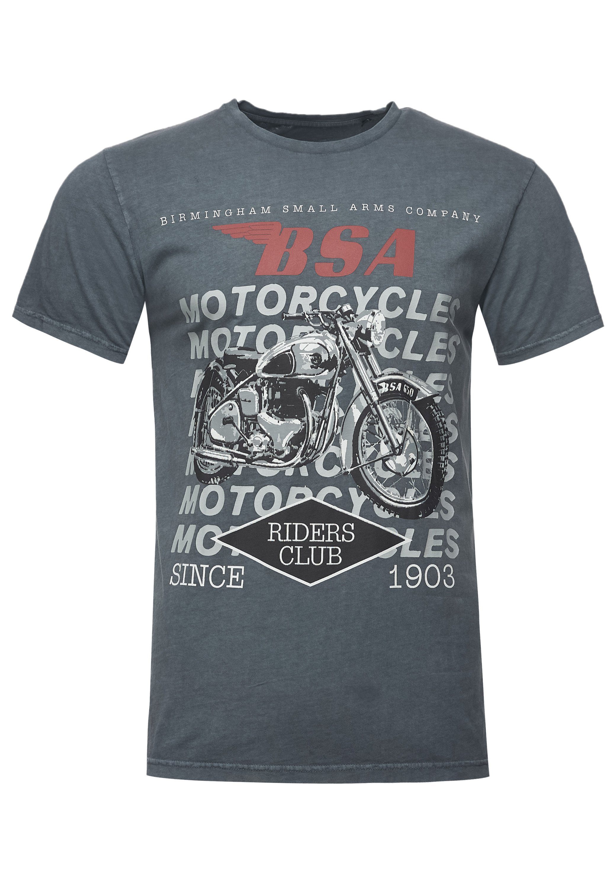 Bio-Baumwolle BSA Motorcycles GOTS Birmingham Kohlegrau Recovered T-Shirt zertifizierte